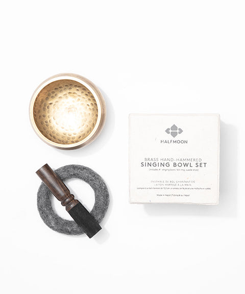 Hand‐Hammered Brass Singing Bowl 4" Set